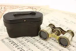 Victorian Antique Pearl Opera Glasses & Leather Case, Lamier #43510