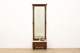 Victorian Antique Carved Walnut Hall Pier Mirror Marble Base #53644