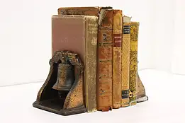 Pair of Antique Cast Iron Liberty Bell Library Bookends #54303