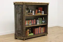 French Neoclassical Vintage Steel & Marble Bookshelf or Bar #54535