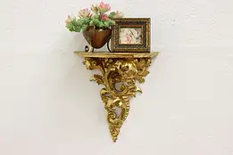 Italian Antique Renaissance Carved Gilt Bracket Wall Shelf #44859