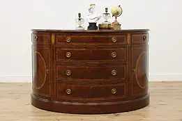 Henredon Georgian Design Mahogany Demilune Buffet Console #54869