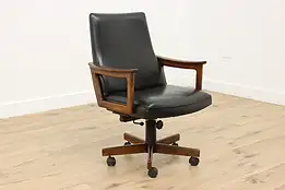 Midcentury Modern Vintage Rosewood & Vinyl Office Chair Hong #54641