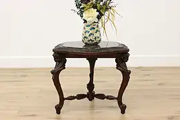 Carved Angels Antique Carved Walnut & Marble Coffee Table #55116