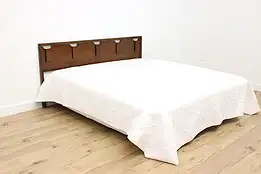 Midcentury Modern Vintage King Size Walnut Headboard #55130