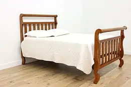 Empire Design Antique Carved Birdseye Maple Queen Size Bed #55068
