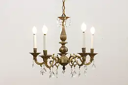 Traditional Vintage Brass & Crystal Chandelier, Lightcraft #54477