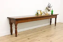 Victorian Farmhouse Antique 10' Oak Kitchen Table or Console #55229