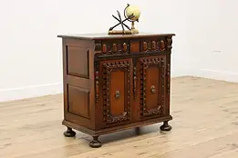 Tudor Design Antique Walnut Combination Lock File Cabinet #55208