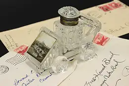 Czech Antique Glass Car Inkwell Prague Castle #55323