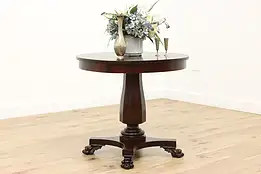 Empire Antique Mahogany Lamp or Hall Center Table, Paw Feet #55276