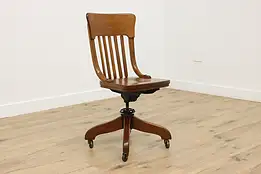Arts & Crafts Mission Oak Antique Swivel Office Desk Chair #55547