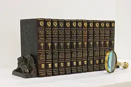 Set of 13 Antique America in Romance Novels Leather & Gold  #54706