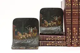 Pair of Farmhouse Antique Painted Carriage Iron Bookends #55532