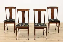 Set of 4 Craftsman Antique Oak Dining Game Chairs New Fabric #55304