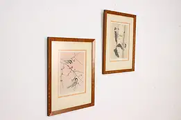 Pair of Birds Vintage Etching, Bebb 16" #55479