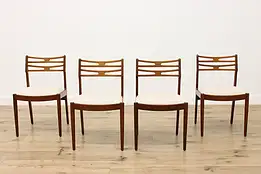 Set 4 Midcentury Modern Vintage Teak Chairs New Fabric Vamo #55169