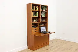 Midcentury Modern Vintage Teak Secretary & Bookcase Hundevad #55164
