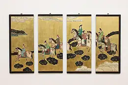 Set of 4 Chinese Vintage Carved Gold Leaf Wall Panels, Women #55890