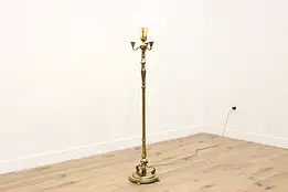 Traditional Vintage Brass & Iron Torchiere Floor Lamp #54798