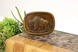 American Bison Vintage Painted Brass Belt Buckle, Indiana #54623