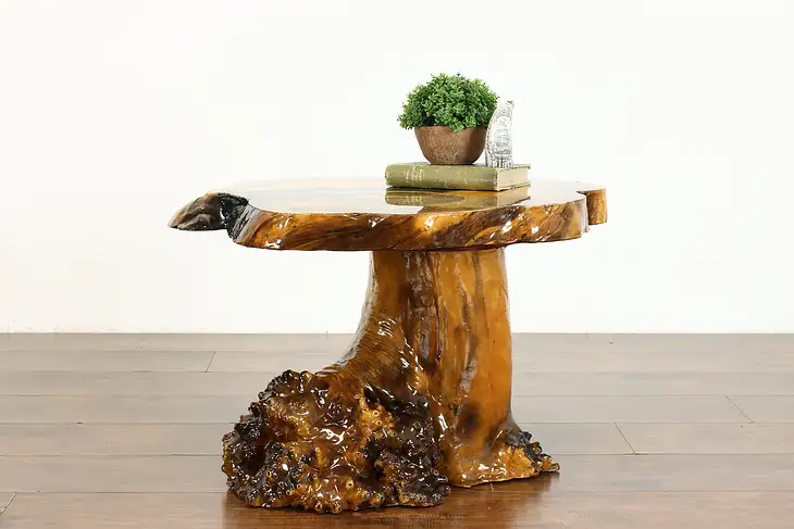 Freeform Live Edge Lamp, Chairside or End Table, Tree Trunk & Burl  #39937