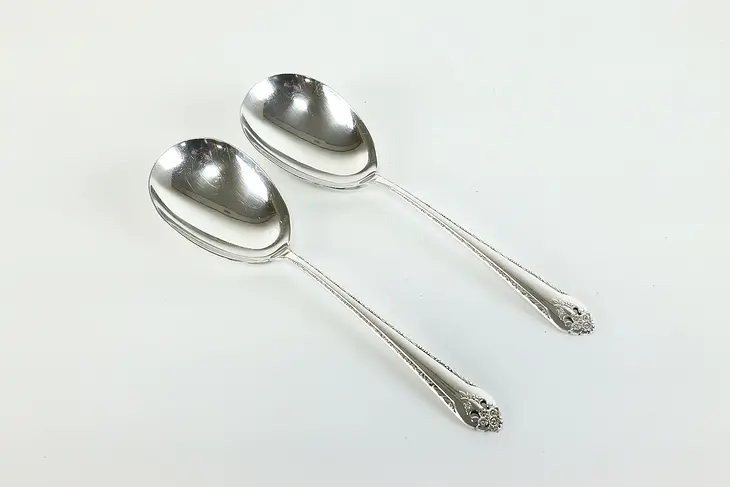 Pair of Victorian Antique Silverplate Serving Spoons, Holmes & Edwards #39950