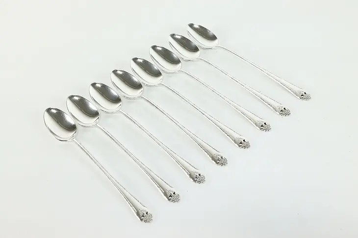 Set of 8 Victorian Antique Silverplate Ice Tea Spoons, Holmes & Edwards #39957