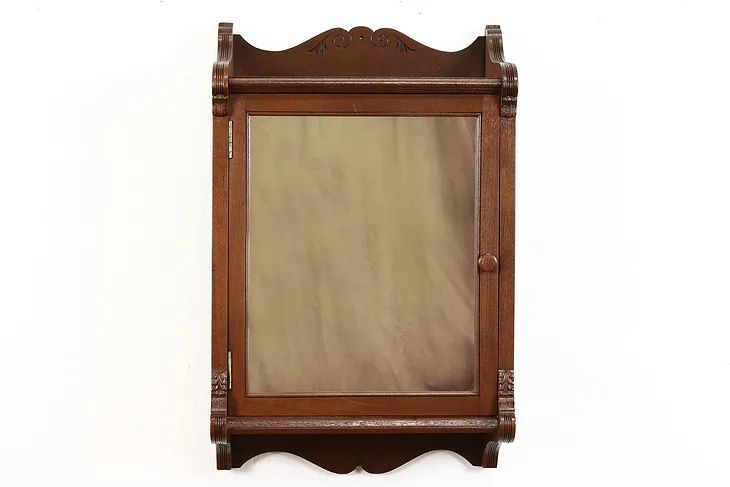 Victorian Eastlake Antique Walnut Hanging Cabinet Medicine Chest, Mirror #39111