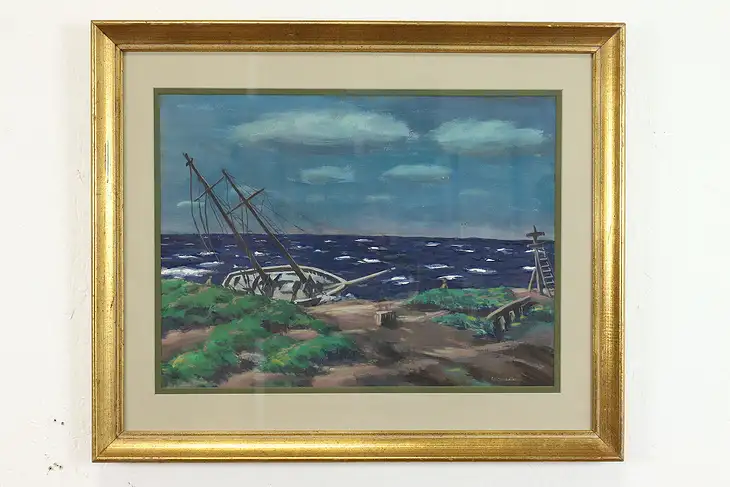 Rum Runner, Vintage Nautical Original Watercolor Painting, Sinclair 24.5" #39684