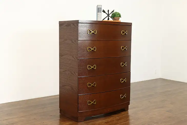 Midcentury Modern Vintage 5 Drawer Tall Chest or Dresser, Showers Bros #39716