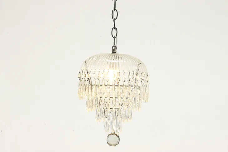 Traditional Vintage Small Chandelier or Hall Light, Crystal Prisms #39078