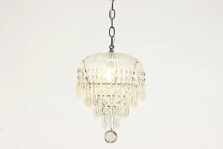 Traditional Vintage Small Chandelier or Hall Light, Crystal Prisms #39078