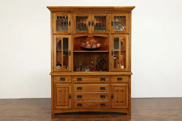 Arts & Crafts Mission Oak Vintage Craftsman China Cabinet, Richardson #39762