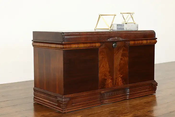 Art Deco Waterfall Design Vintage Cedar Trunk or Blanket Chest, Cavalier #39516