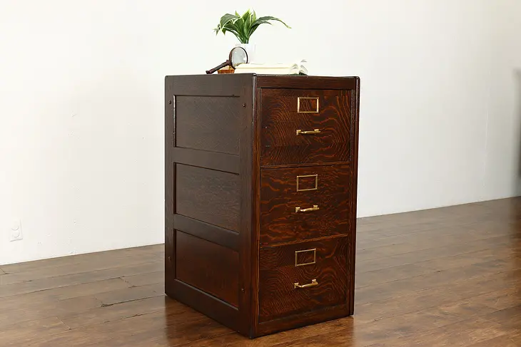 Oak Craftsman Antique 3 Drawer Office File Cabinet, Yawman NY  #39549