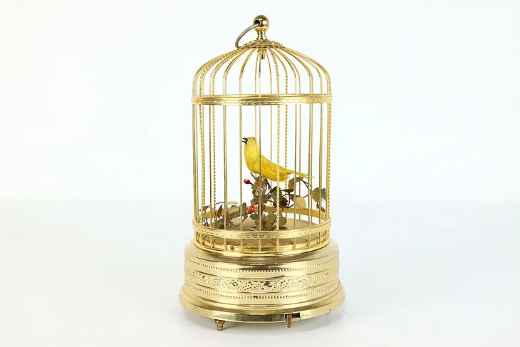 Singing Bird Vintage Automaton, Japanese Gold Birdcage #39510
