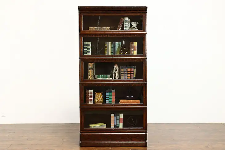 Arts & Crafts 5 Stack Antique Lawyer Library or Office Bookcase, Macey #39524