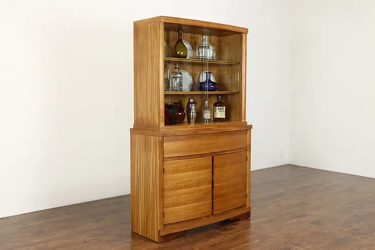 Midcentury Modern Vintage Mahogany China or Display Cabinet, Glass Doors #38357