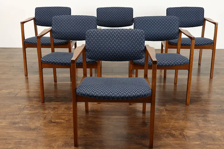 Set of 6 Midcentury Modern Walnut Dining, Office Chairs, Stow Davis #38495
