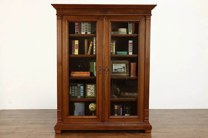 Victorian Antique Austrian Walnut Office or Library Bookcase #38710