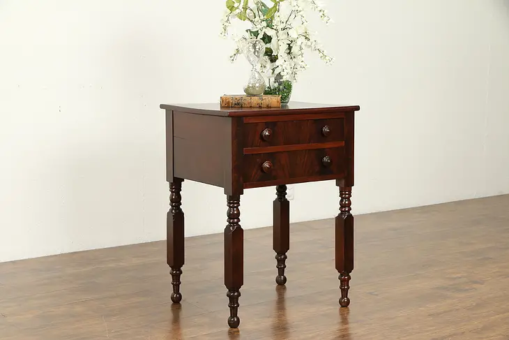 Victorian Cherry & Mahogany Antique Nightstand, Lamp or End Table #32176
