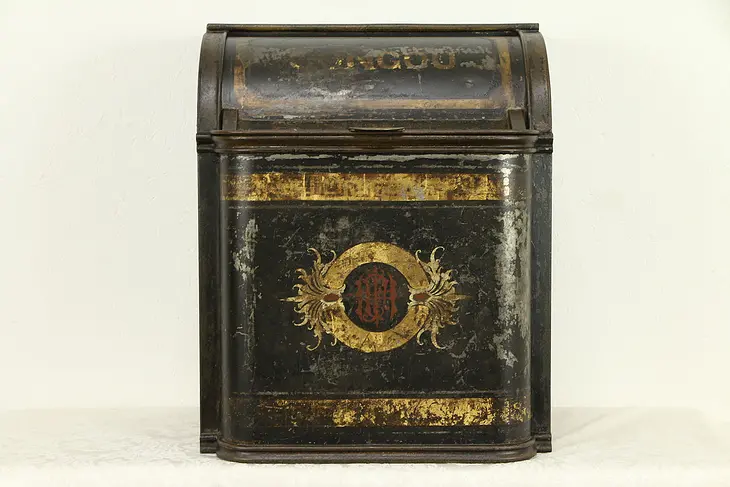 Victorian Painted Tin Antique Tea or Coffee Bin, Caddy or Hopper, Congo #32231