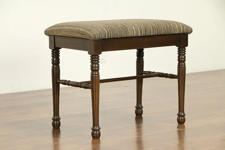 Traditional Maple Antique Bench, New Upholstery #32402