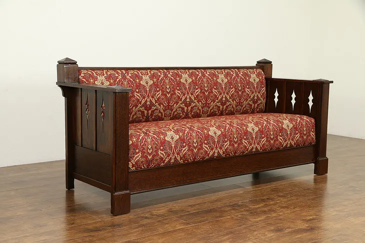 Arts & Crafts Mission Oak Antique Craftsman Sofa, New Upholstery #32516