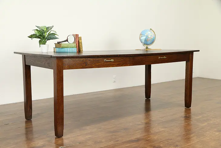 Craftsman Antique 7' Oak Library or Conference Table or Desk #32748