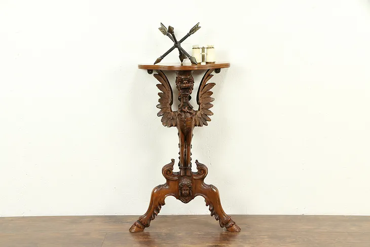 Wall Console Table, Antique, Carved Griffin & Head, Venice Italy B #32757