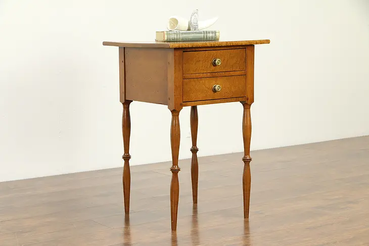 Curly Birdseye Maple Antique End Table or Nightstand #32806