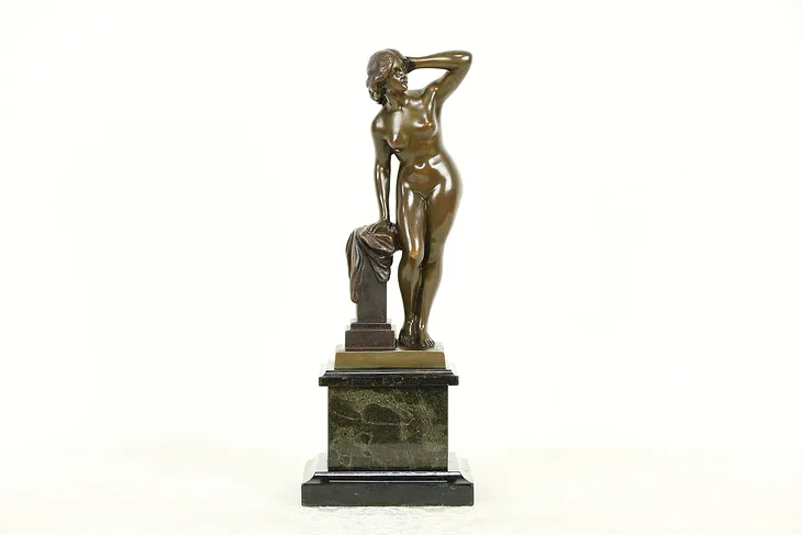 Bronze Nude Antique Sculpture Granite Base F. Muller, Dusseldorf, Germany #32935