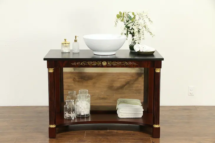 Empire Design Vintage Petticoat Hall Console Table, Sink Vanity, Signed #32936